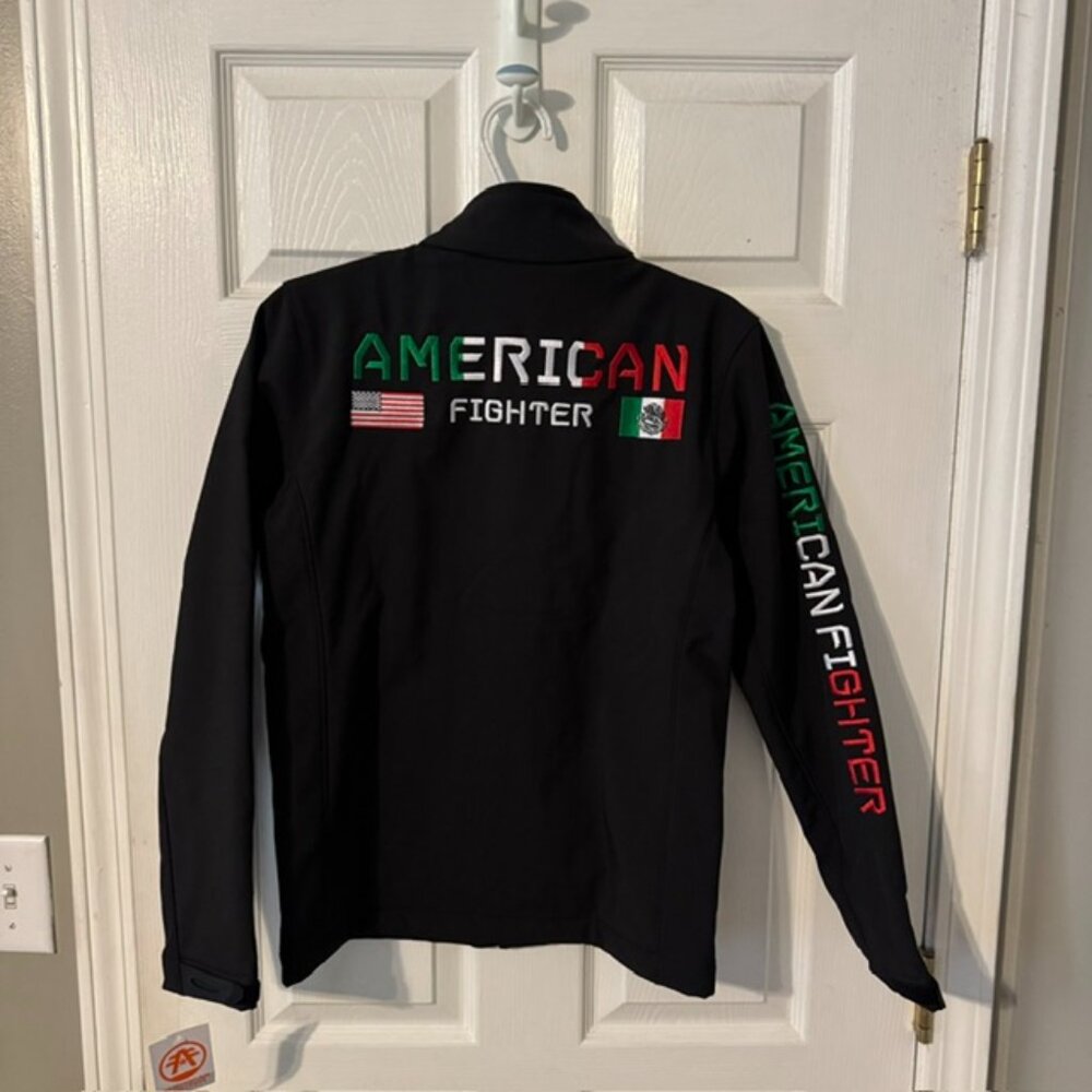 American Fighter Youth Small Diamond Bar Mock Neck Jacket Black FW14285 NWT $100